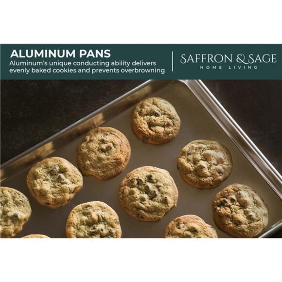 Cookie Sheet Pan - 2 Pack Aluminum Half Sheet Baking Pang - 13x18 Baking Sheet - Picture 4 of 6